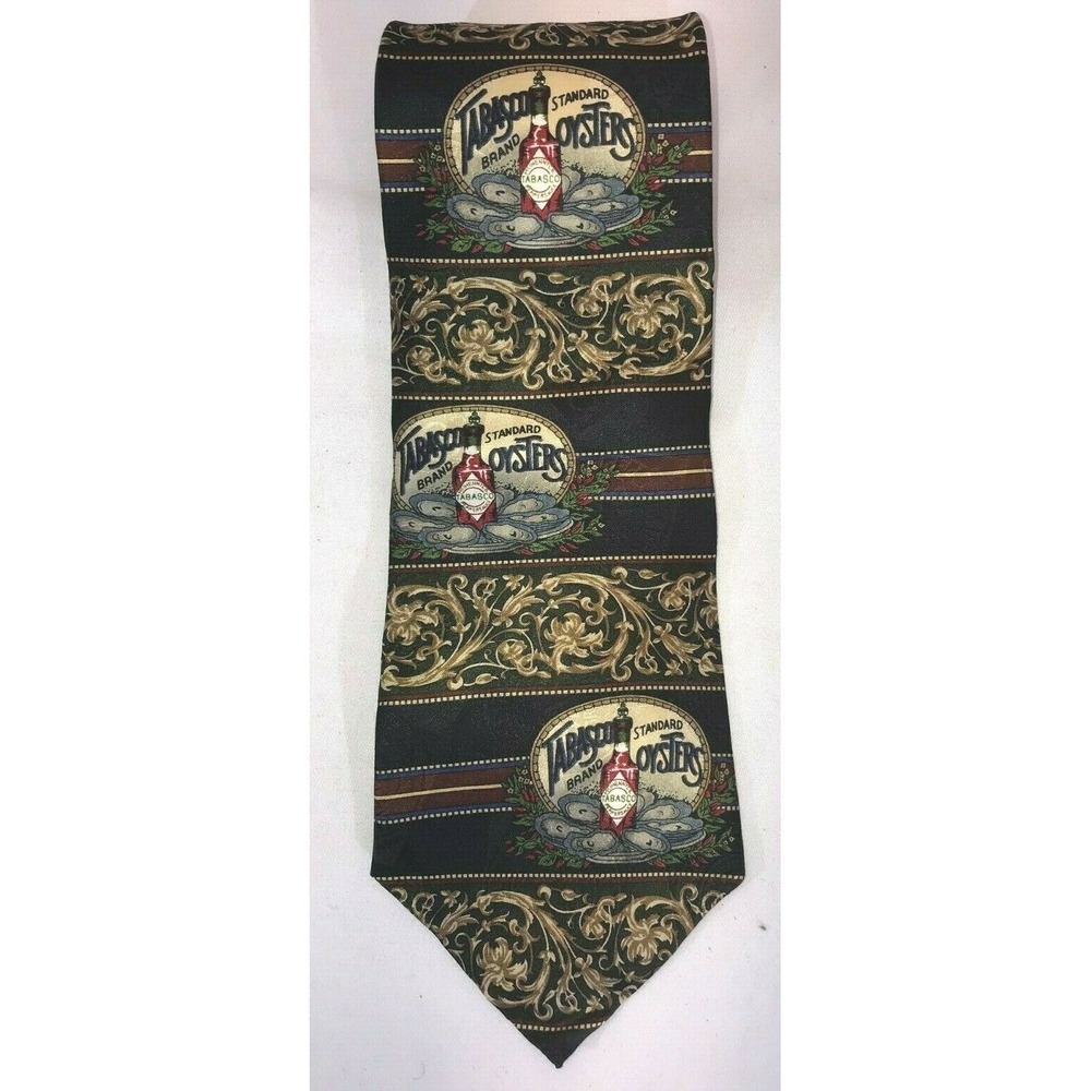 Tabasco Brand Standard Oysters Pattered 100% Silk Neck‎ Tie 59"